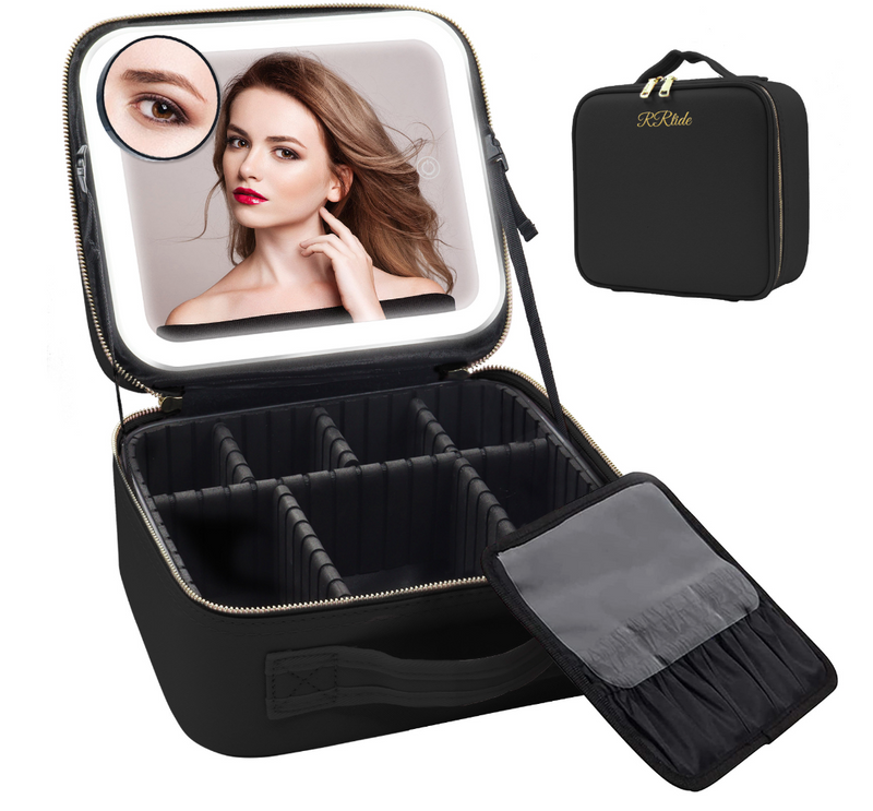 Cosmetic Travel Case With Magnify LED Mirror