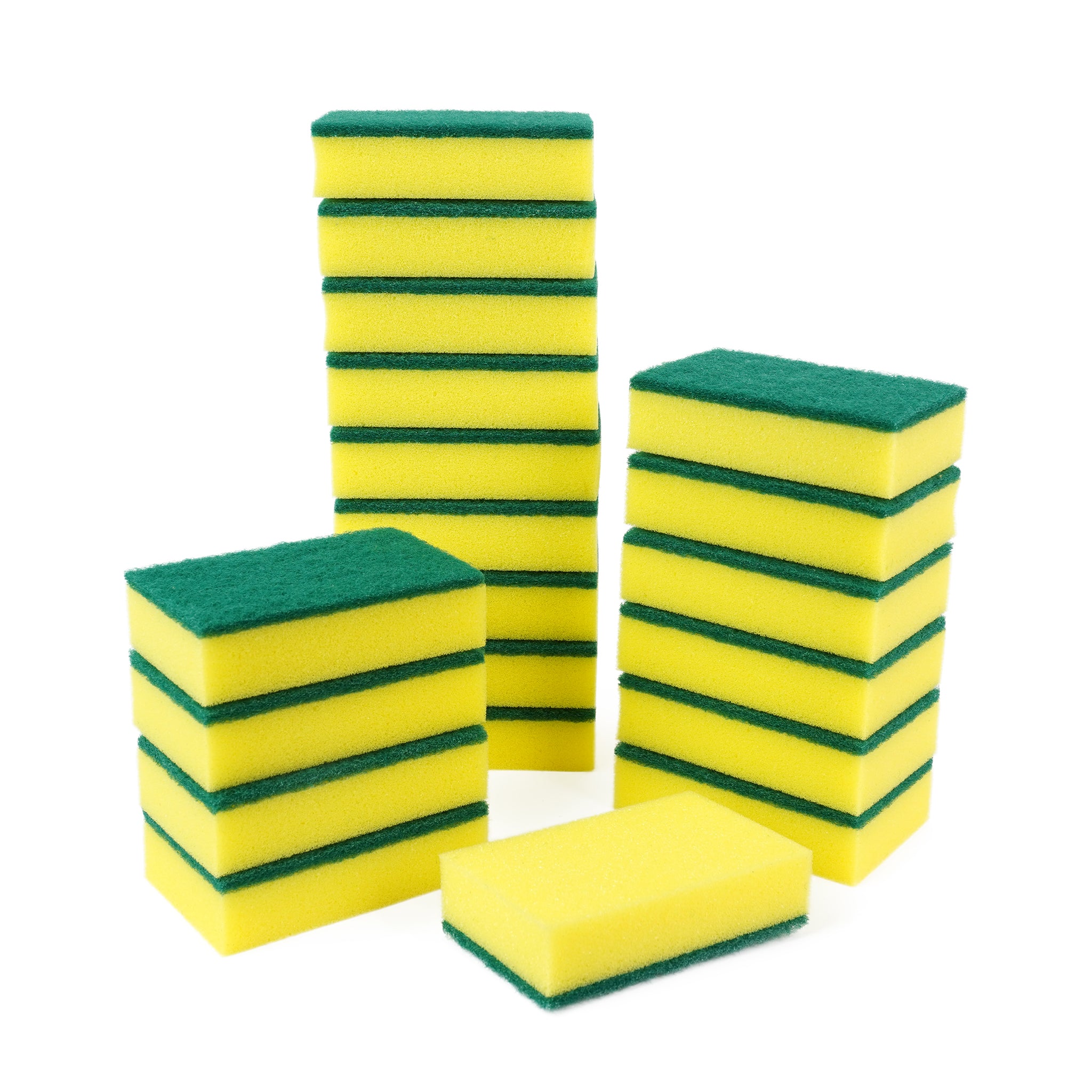 CleanFreak® Green & Yellow Medium Duty Dish Scouring Sponges - Case of 40 —