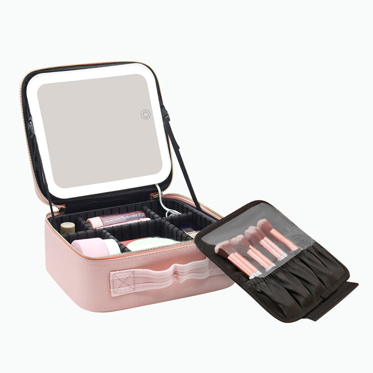 Cosmetic Travel Case With Magnify LED Mirror